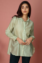 button down chanderi shirt - Sage & Whispers