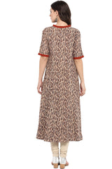 ASYMMETRICAL DRESS IN MINI PLEATED ROUND NECK- Terracotta and collar