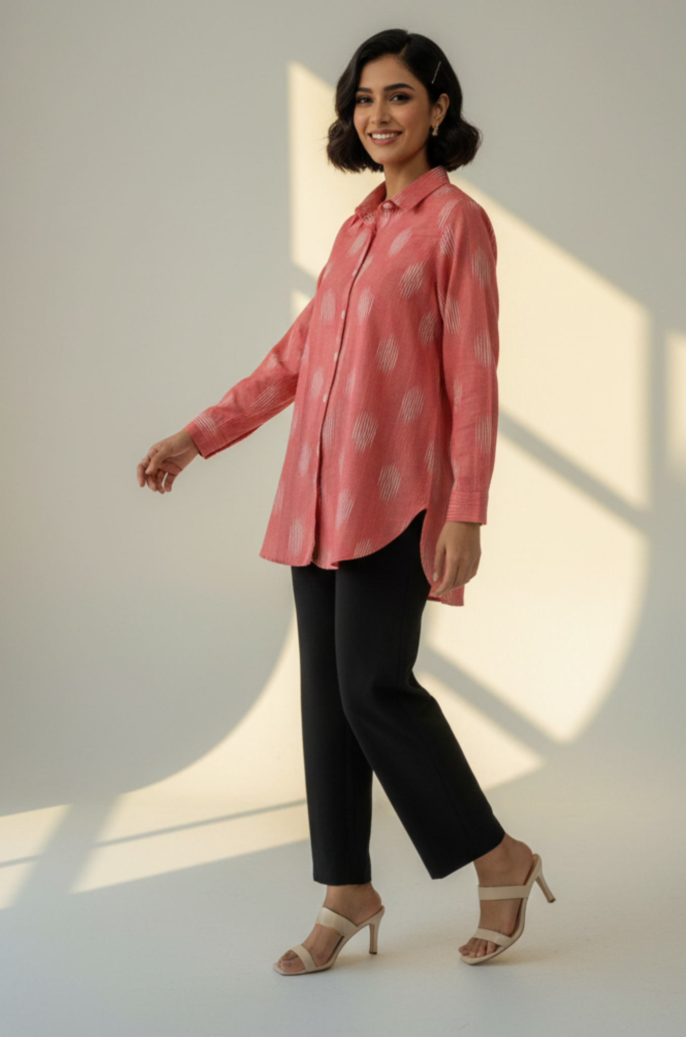 Coral Breeze Cotton Button Down Shirt