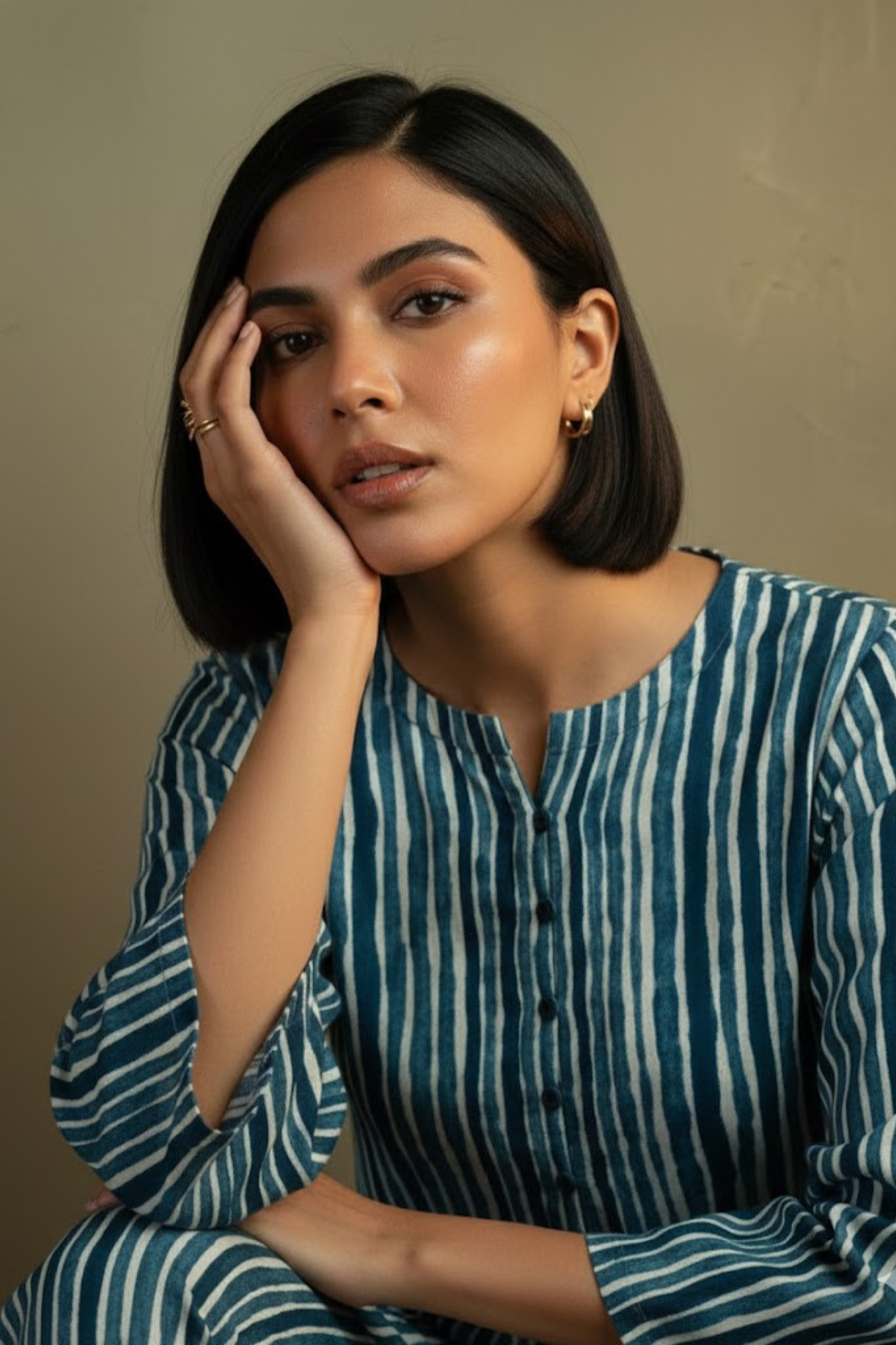 Co-ord Set Indigo & Salt Stripes Kurta & Pants