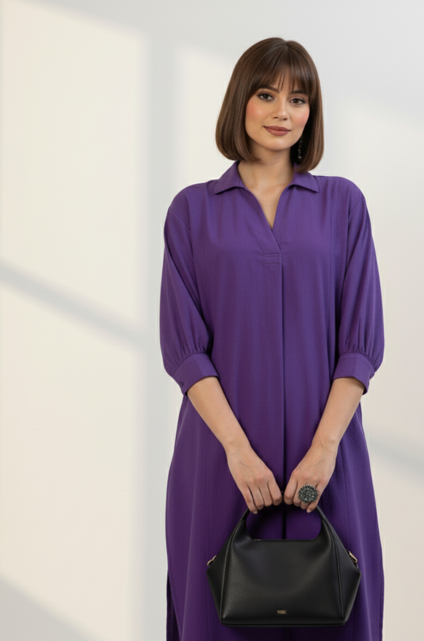 Co-ord Set Kurta and Pants - Violet Orchid Glow Cotton Collar Box Pleat Kurta & Pants