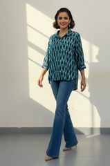 Emerald Hive Cotton Ikat Everyday Cotton Shirt