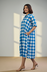 Arctic Diamond Cotton Long Shirt Dress