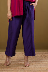 Comfort fit pants - Purple Silk Slub