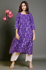 a-line panelled kurta amethyst aura