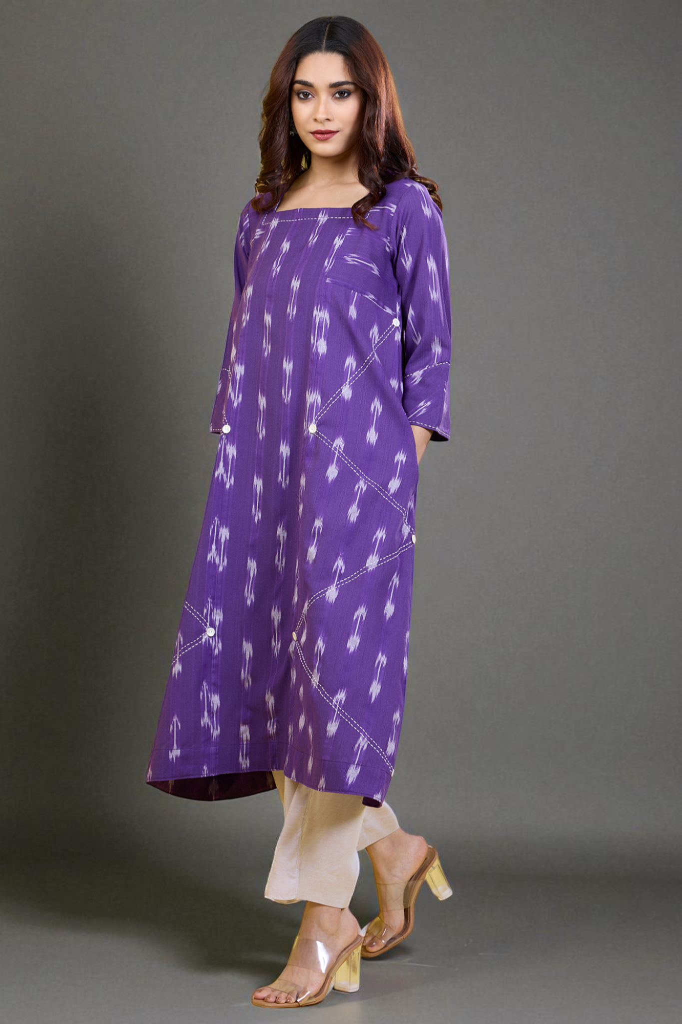a-line panelled kurta amethyst aura
