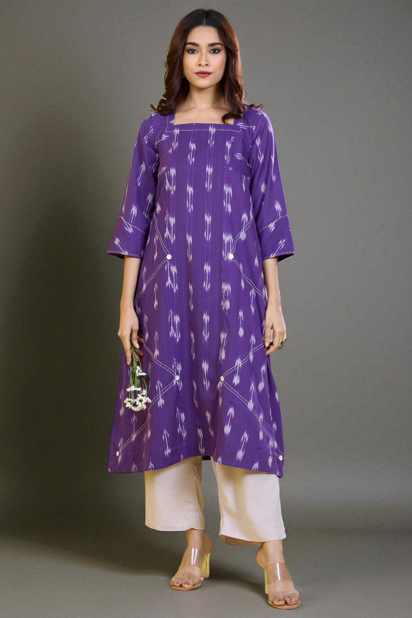 a-line panelled kurta amethyst aura