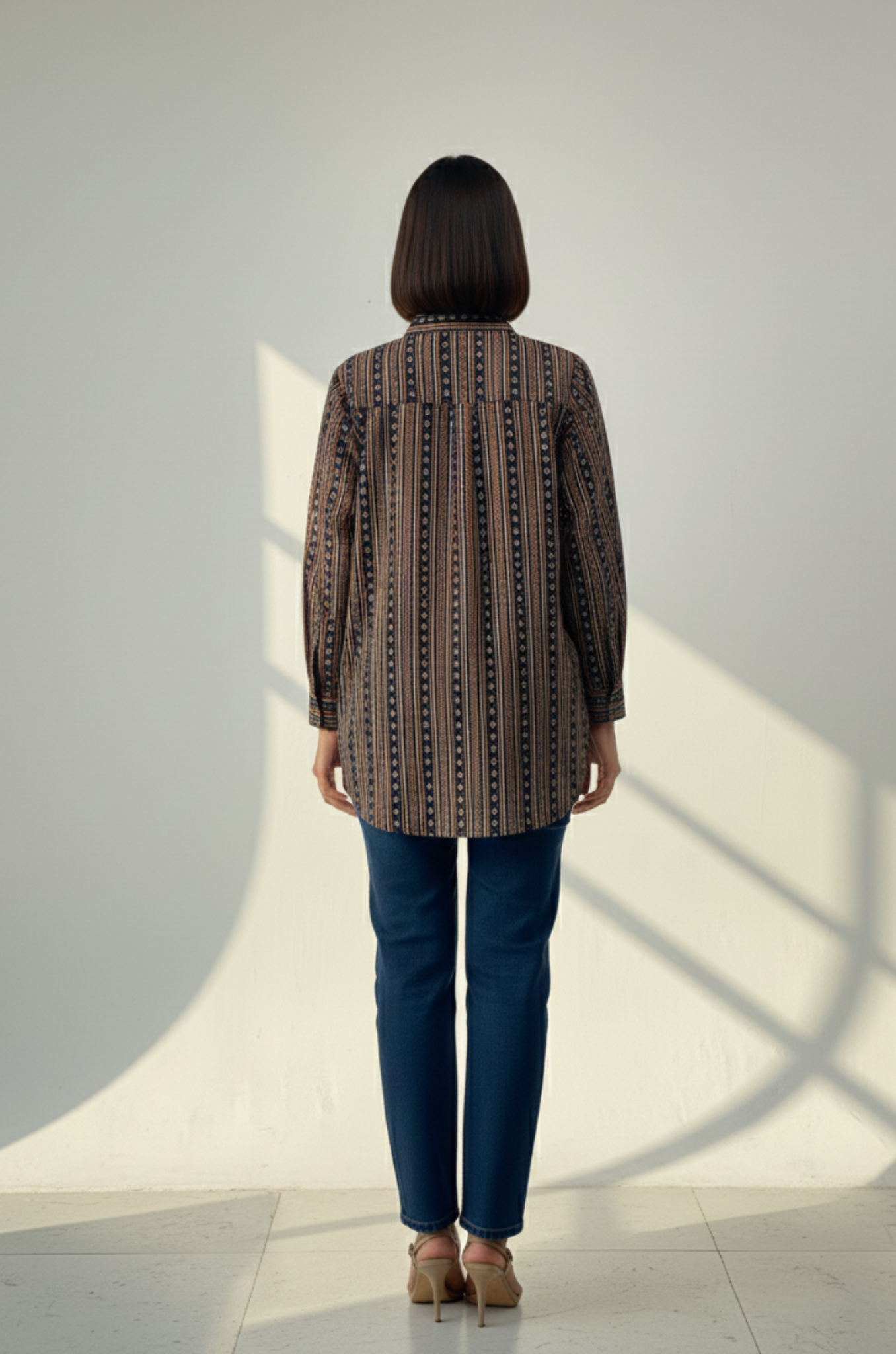 Forest Mosaic  Cotton Button Down Shirt