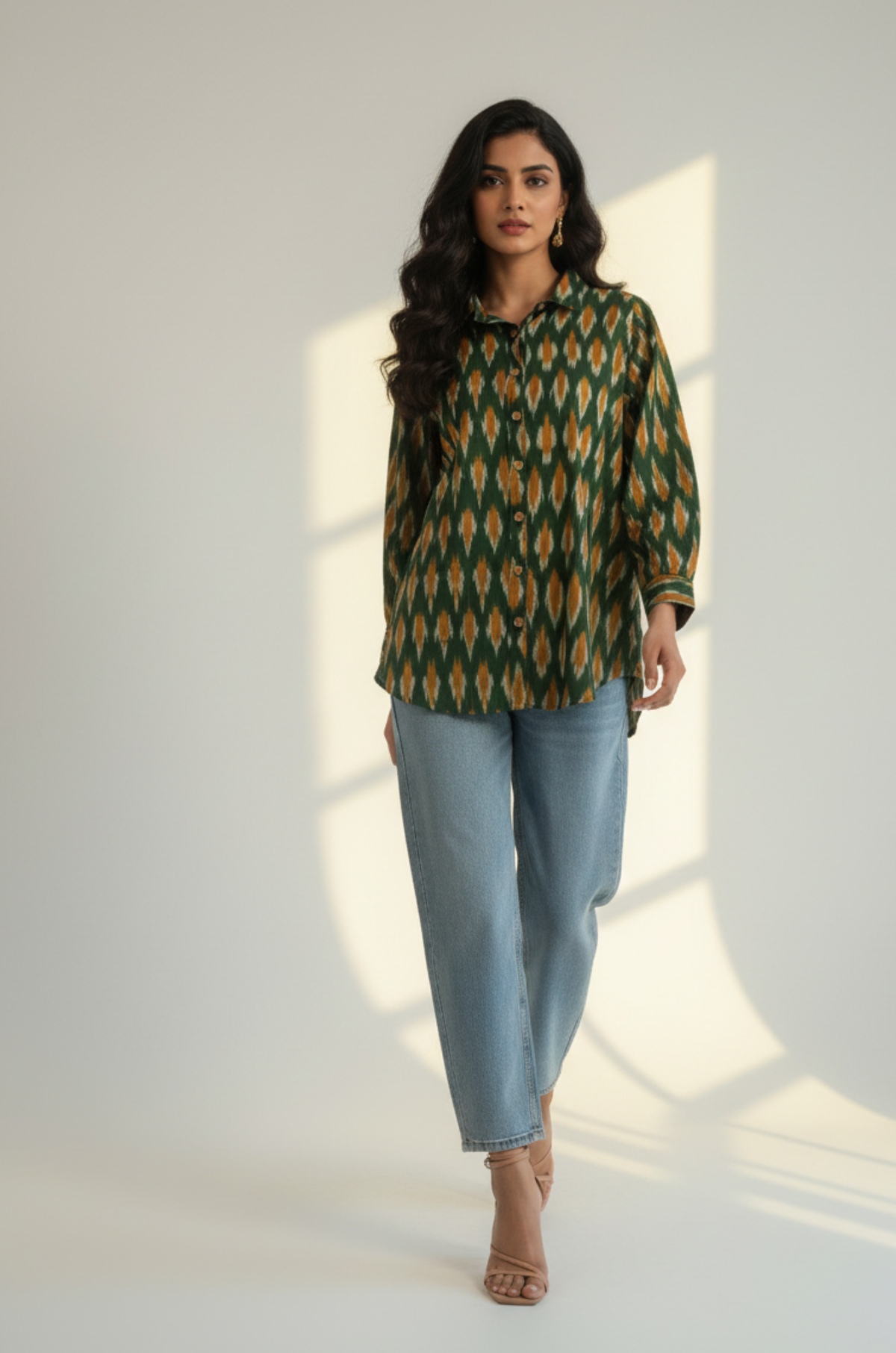 Golden Moss Cotton Button Down Shirt