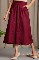 box pleated culotte - marsala