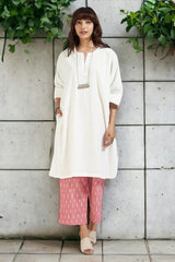 leisure tunic - moonlit ivory & stitched delight