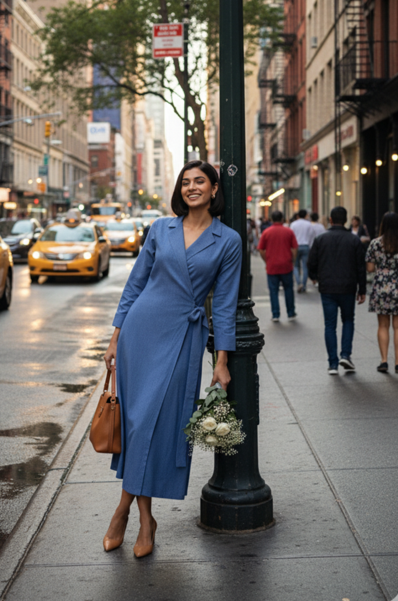 Cobalt Dream South Cotton Trench Belt Dress
