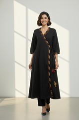 Golden Eclipse Tie-Up Cotton Angrakha Kurta