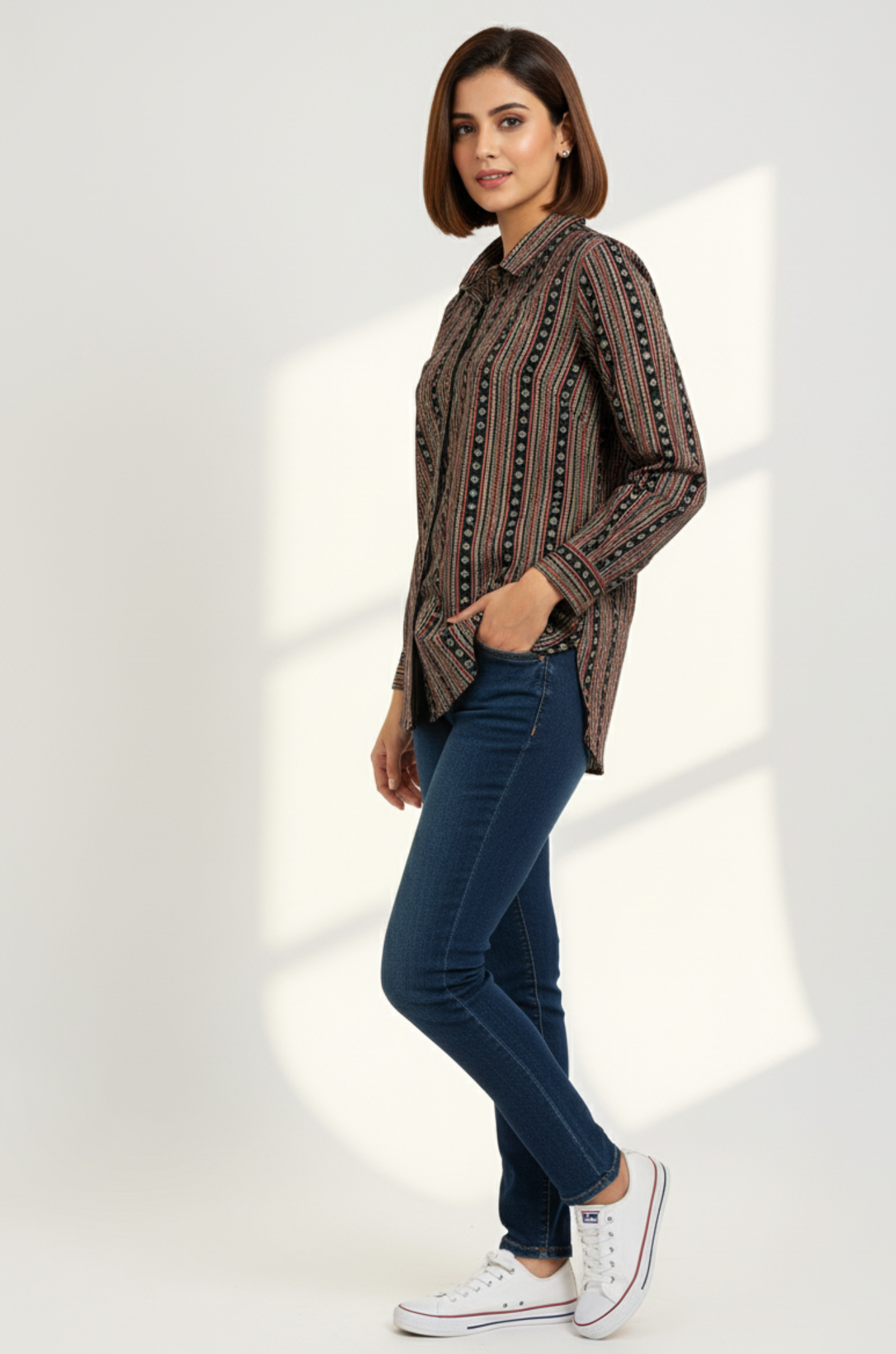 Forest Mosaic  Cotton Button Down Shirt