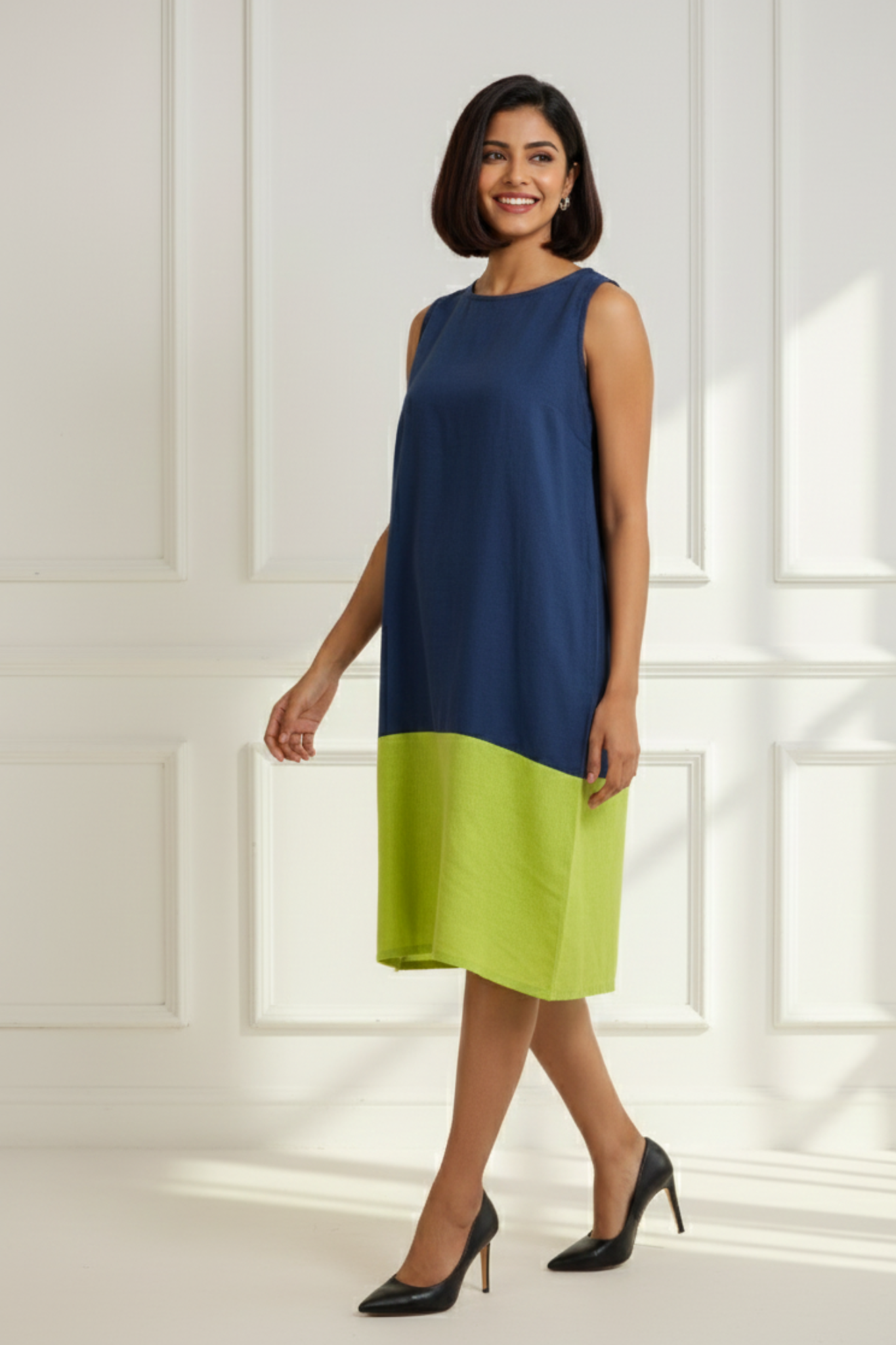 Azure Citrus Sleeveless Shift Dress