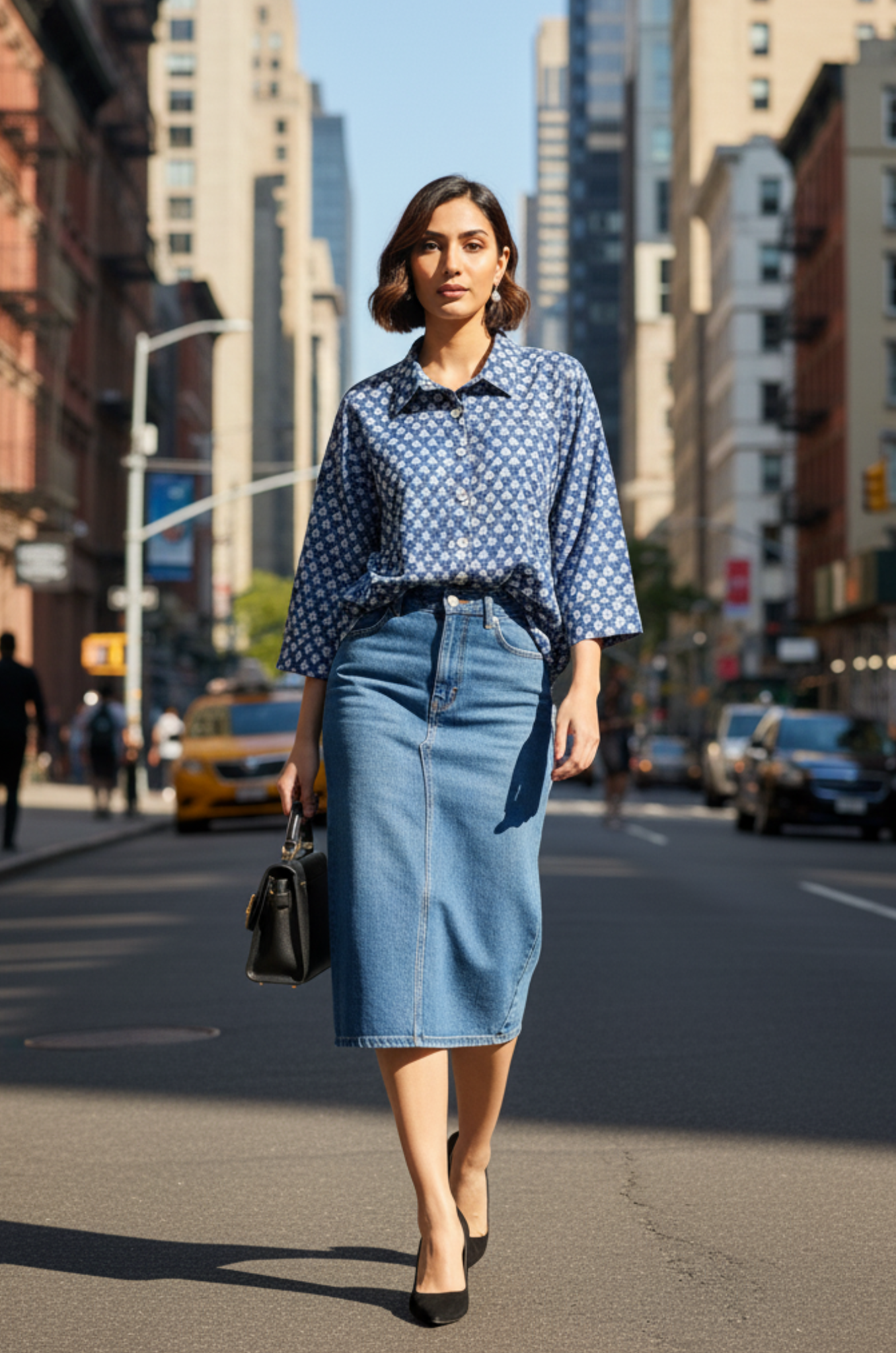 Blue Meadow Handblock Printed  Everyday Cotton Shirt