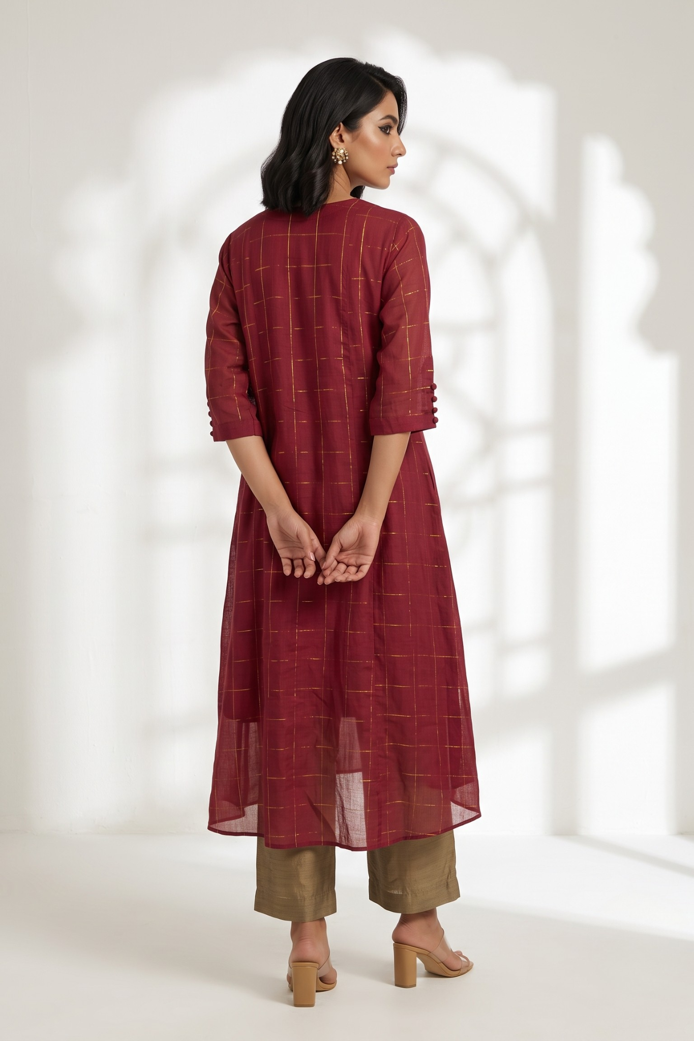 Auburn and Royal Threads Asymmetrical Hemline Kurta
