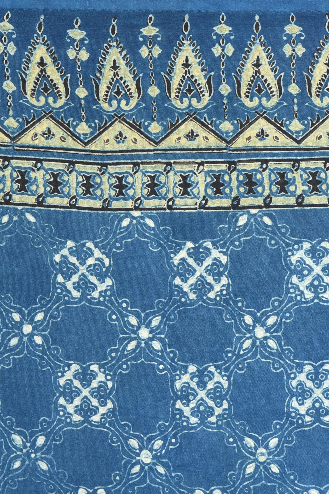 ajrakh modal silk sarees - sapphire gold & flora essence