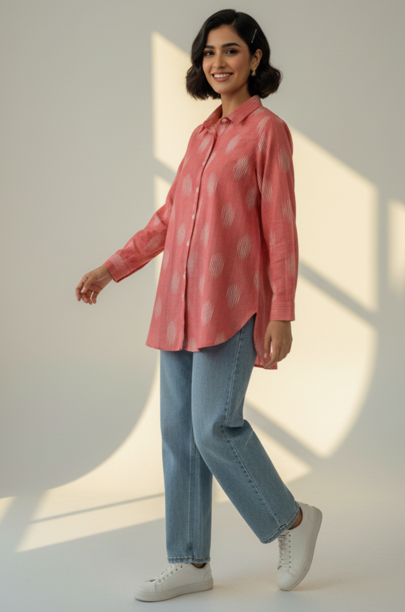 Coral Breeze Cotton Button Down Shirt