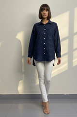 Indigo Drift Cotton Button Down Shirt