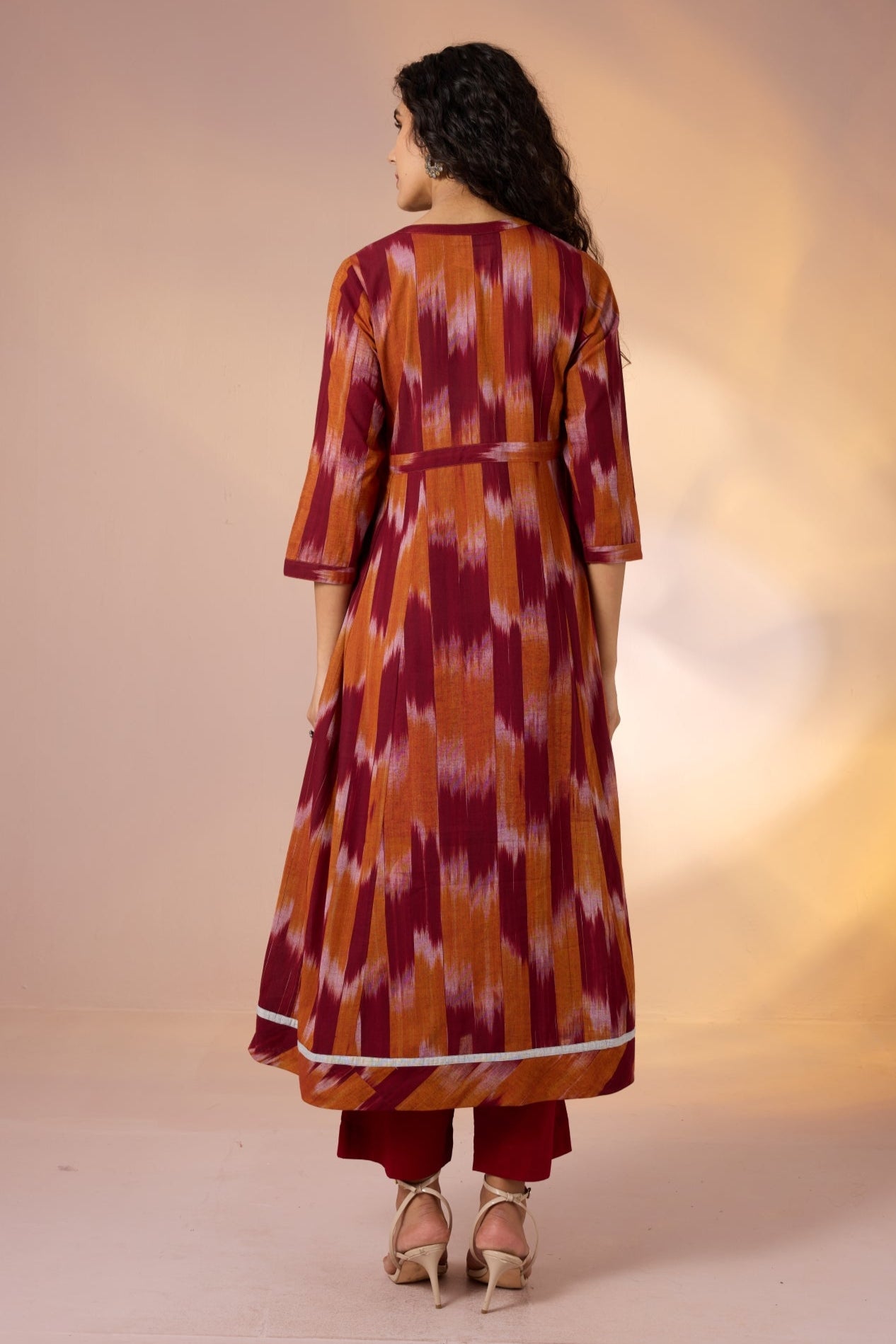 Long Sufi Anarkali Saffron Ember