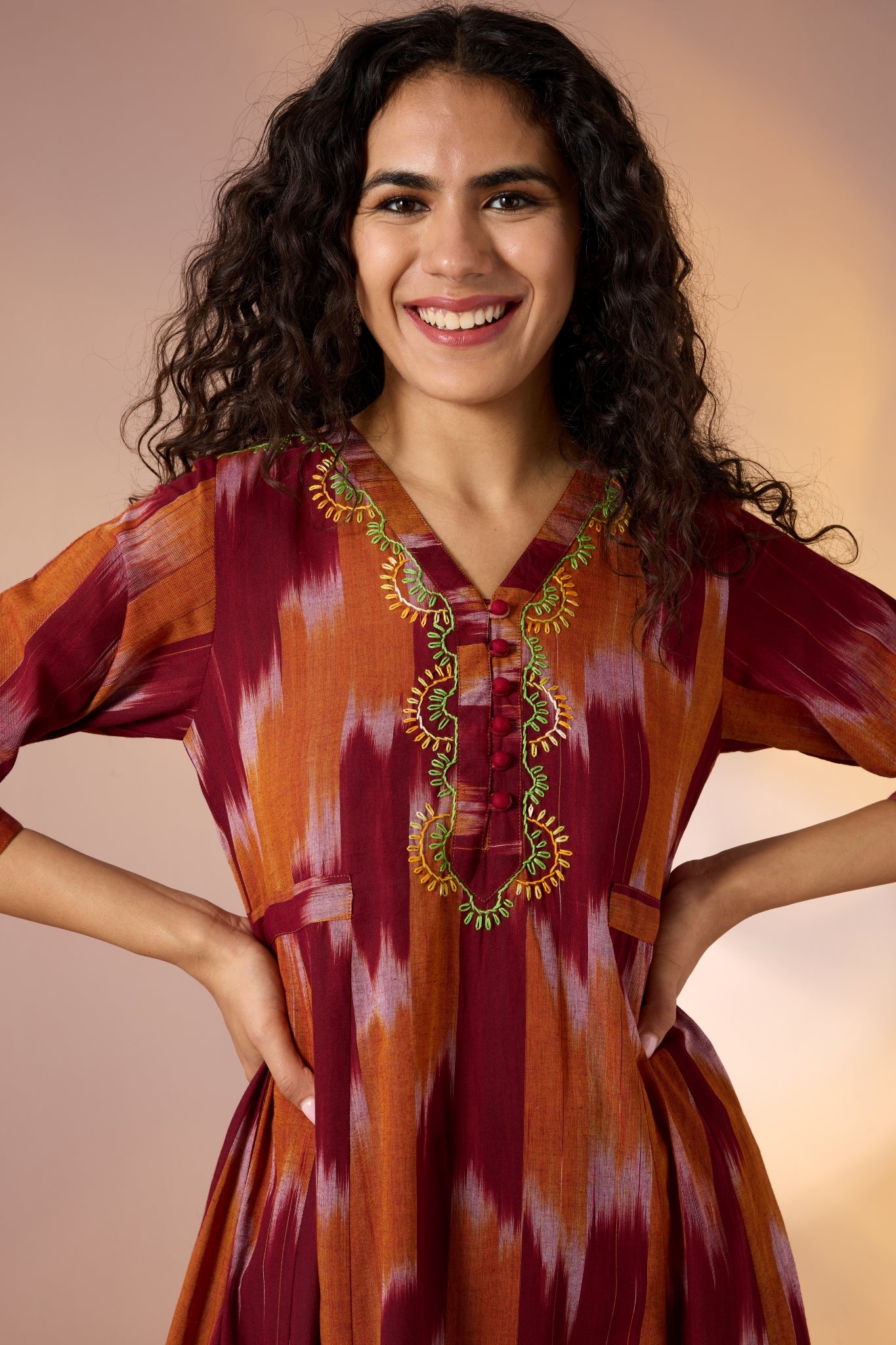 Long Sufi Anarkali Saffron Ember