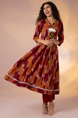 Long Sufi Anarkali Saffron Ember
