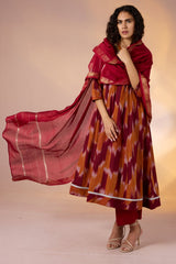 Long Sufi Anarkali Saffron Ember