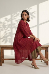 Auburn and Royal Threads Asymmetrical Hemline Kurta