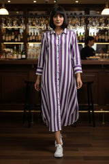 Lavender Line  Long Cotton Shirt Dress