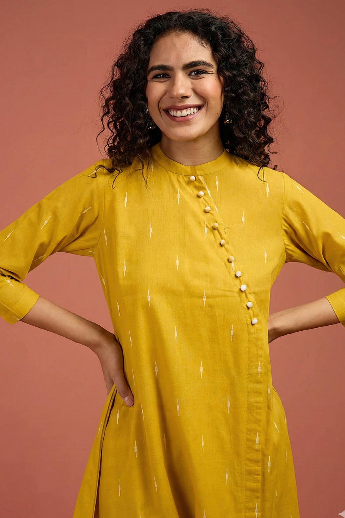 Co-ord Set Sunbeam Triangle Cotton Cross Potli Angrakha Kurta and pants