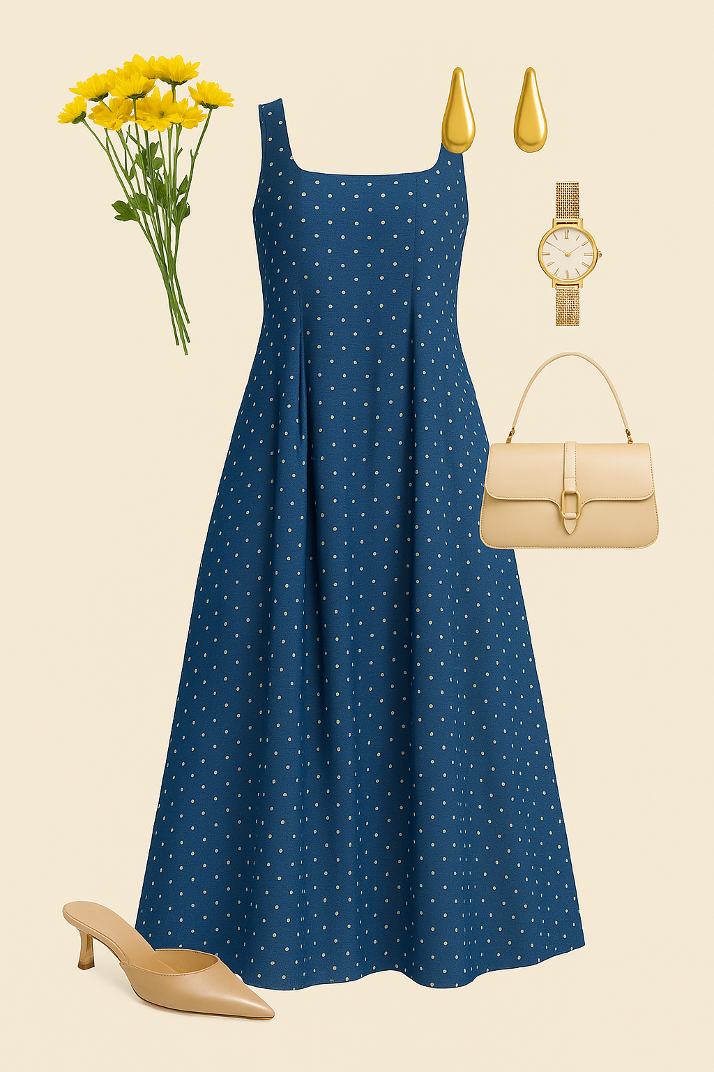 Indigo Gleam Cascading Panels Princess Cut Long Dress