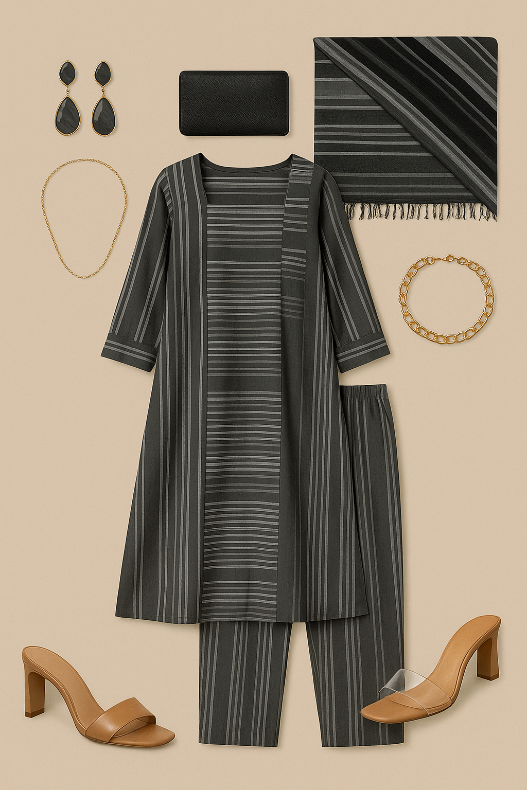 Co-ord Set Earthbound Panelled Kurta & Pants