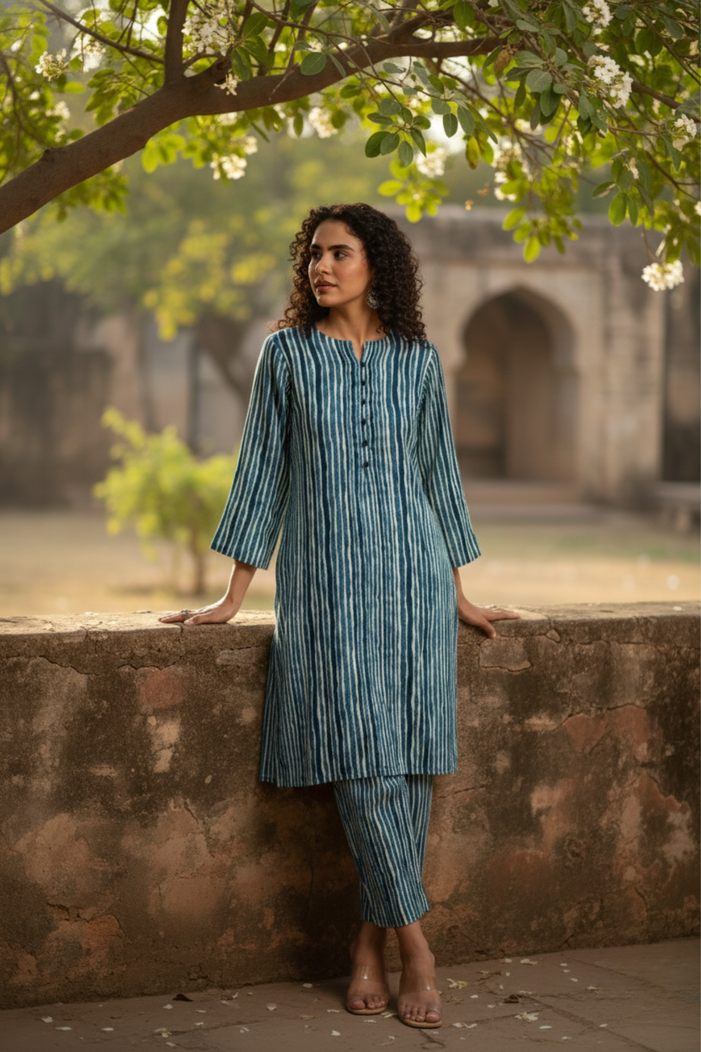 Co-ord Set Indigo & Salt Stripes Kurta & Pants