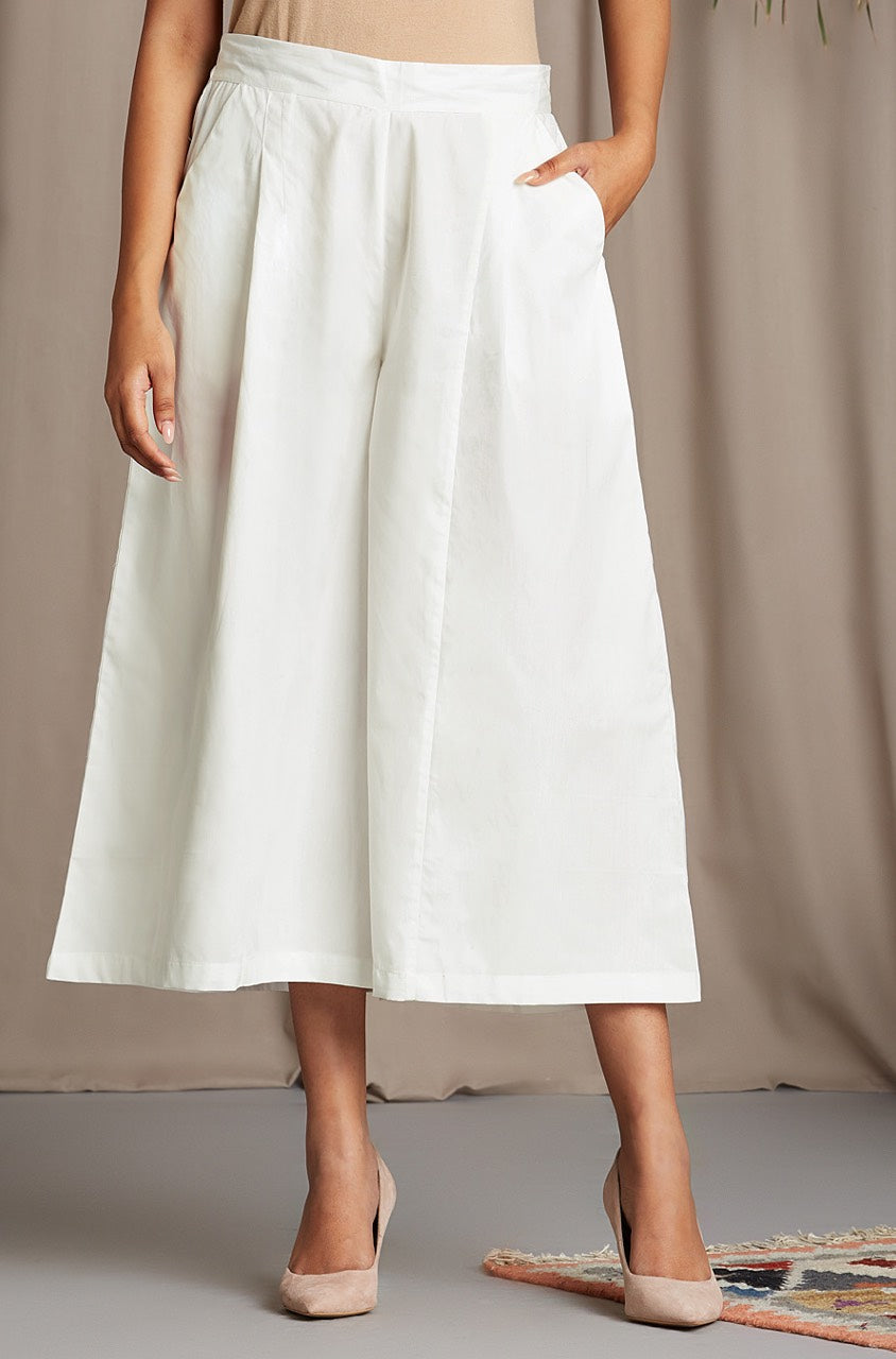 box pleated culotte - pristine white
