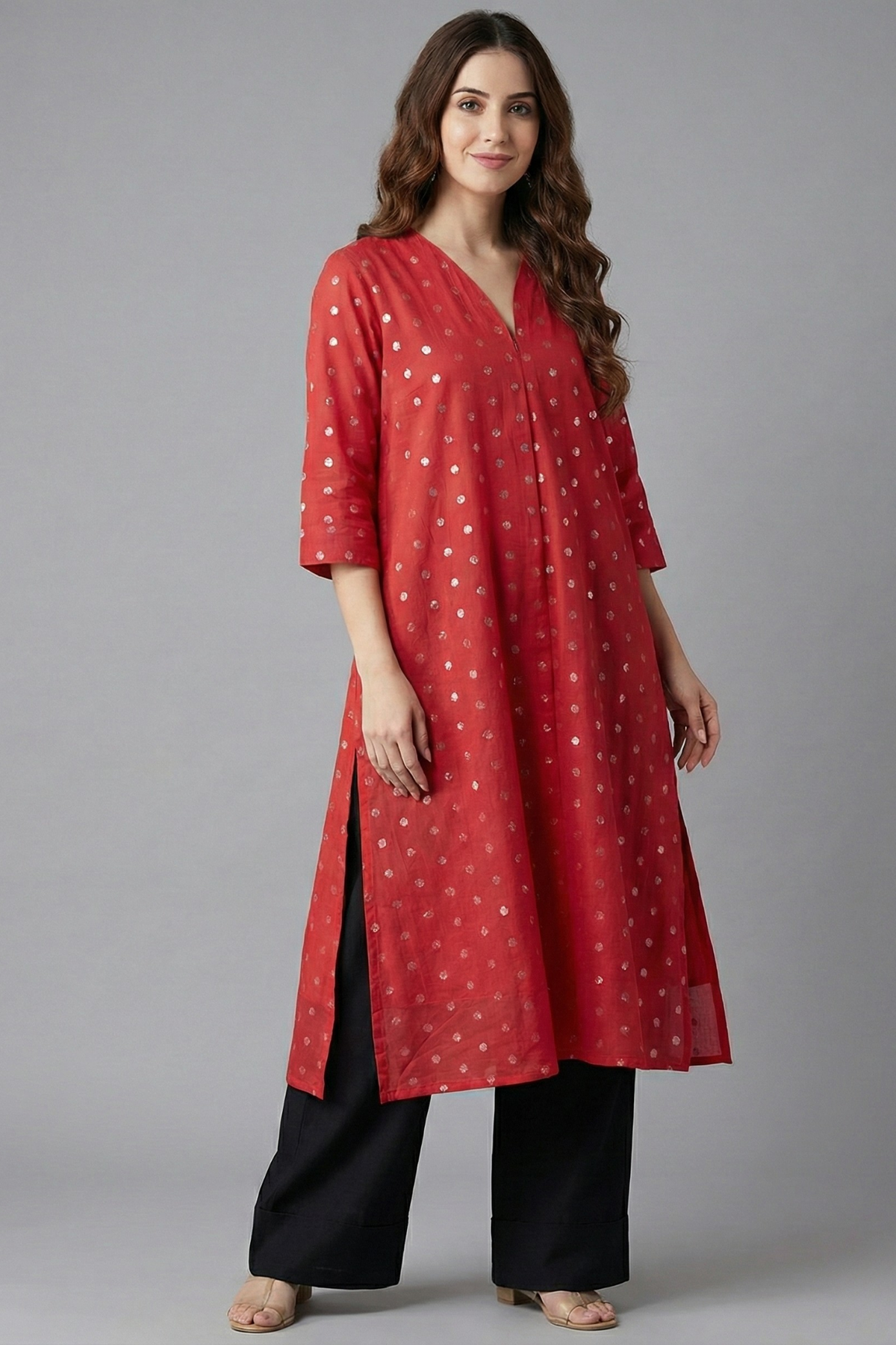 Front Zipper Dress Cosmic Red & Silver