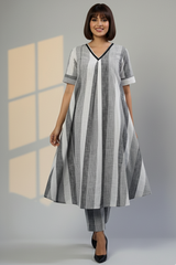Co-ord Set Ash Bands Modern Box Pleated Cotton Kurta & Pants