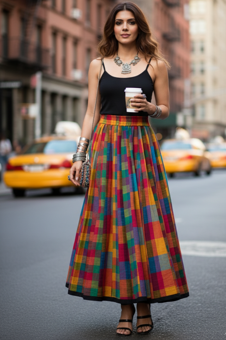 Bold Prism Panelled Cotton Swirl Skirt