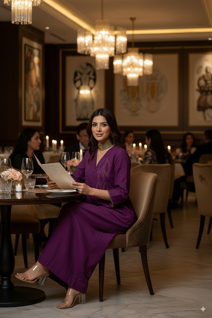 Amethyst Grove Jumpsuit with Pockets & Sleeves