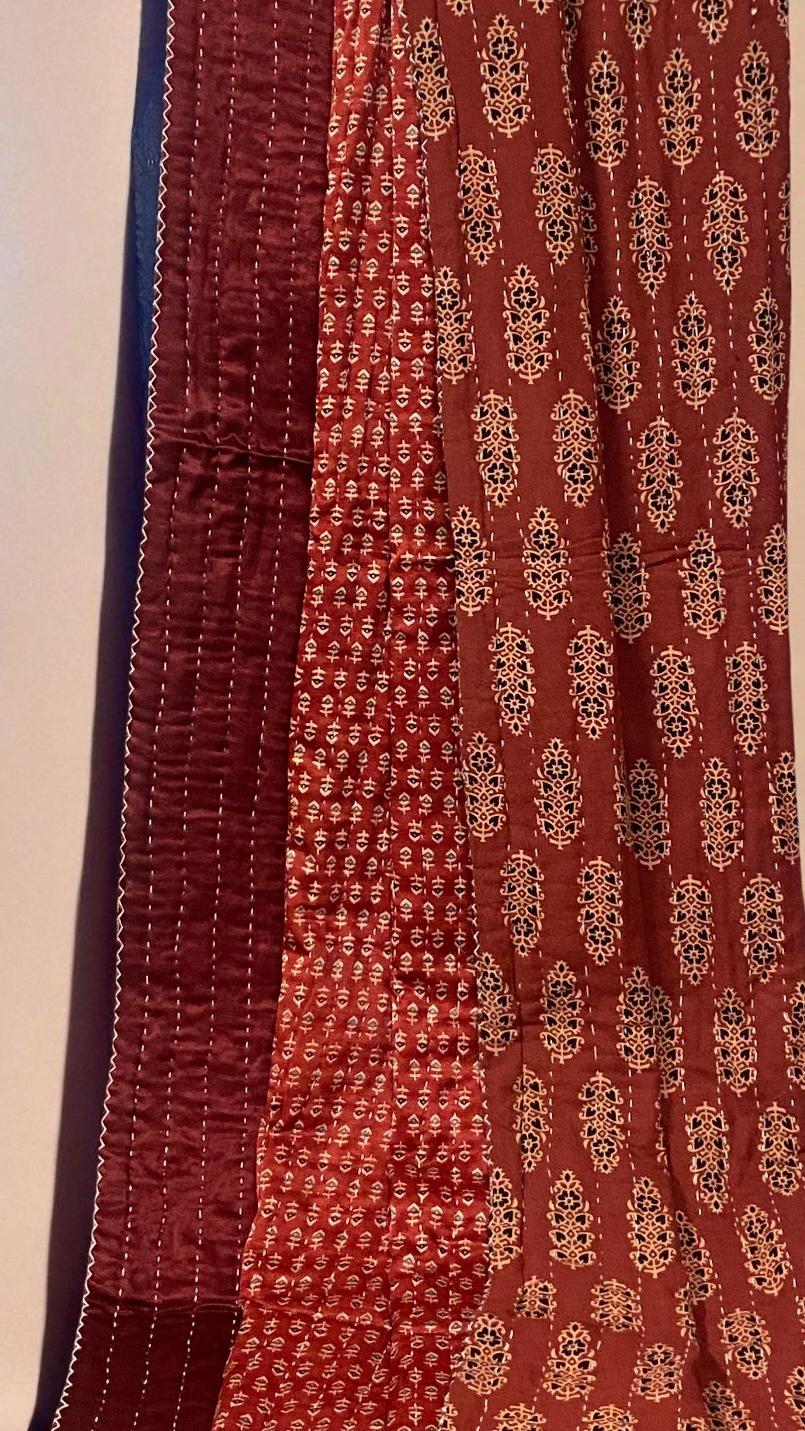 handcrafted mashroo single quilt with filler - madder red charm
