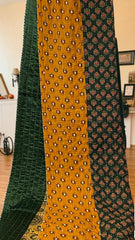 handcrafted mashroo single quilt with filler - green & sun kissed