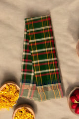 chettinad cotton saree - Green Multi Checks & Border