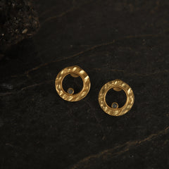 jewelry - berserk - Gold Plated moonstone Ring Studs