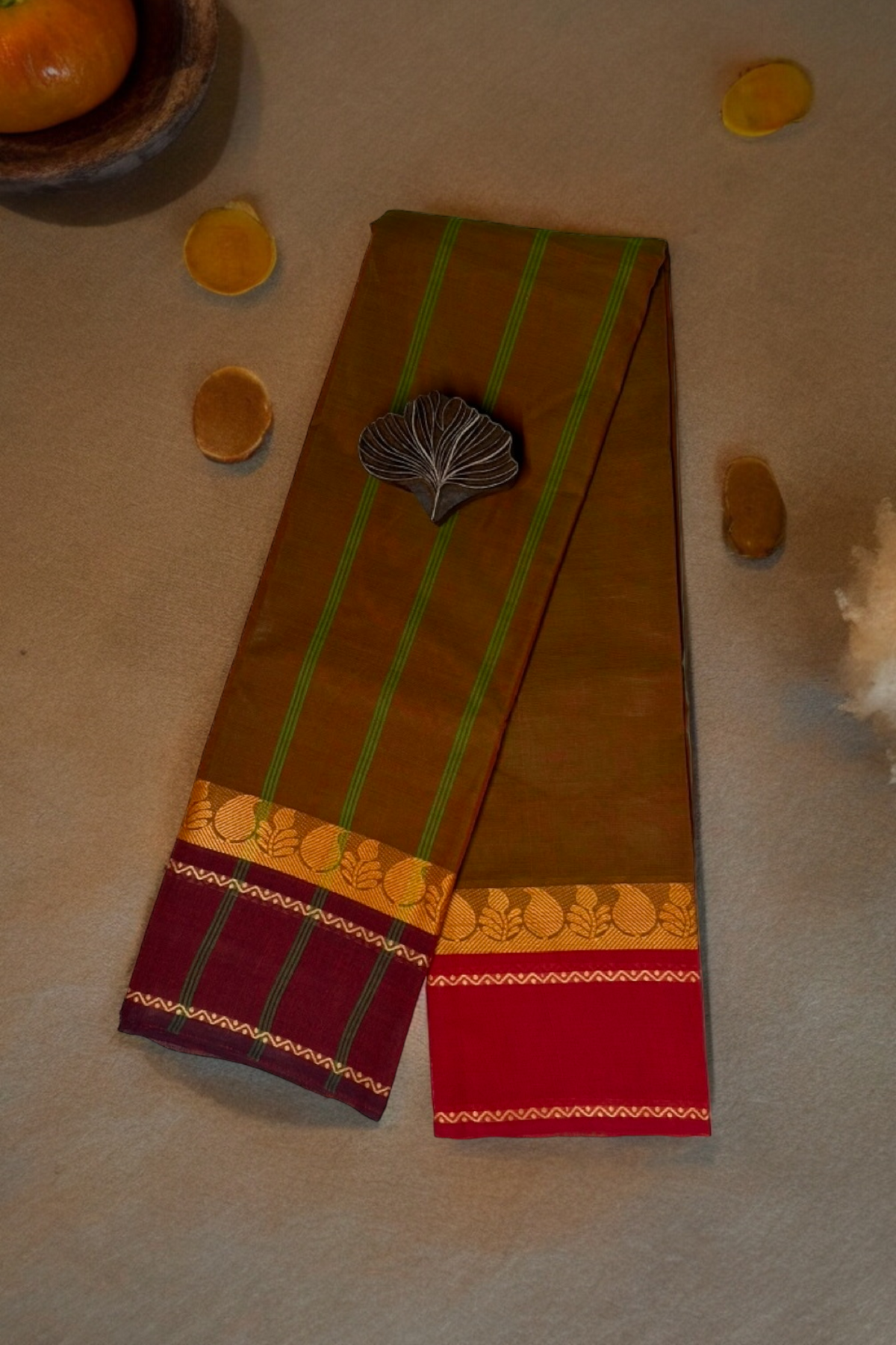 chettinad cotton saree - dhoop chaav & ganga jamuna border