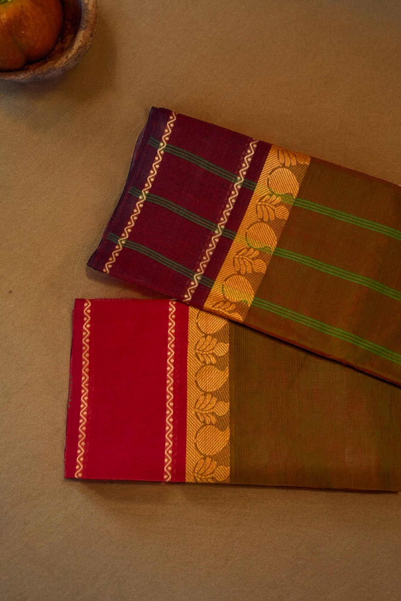 chettinad cotton saree - dhoop chaav & ganga jamuna border