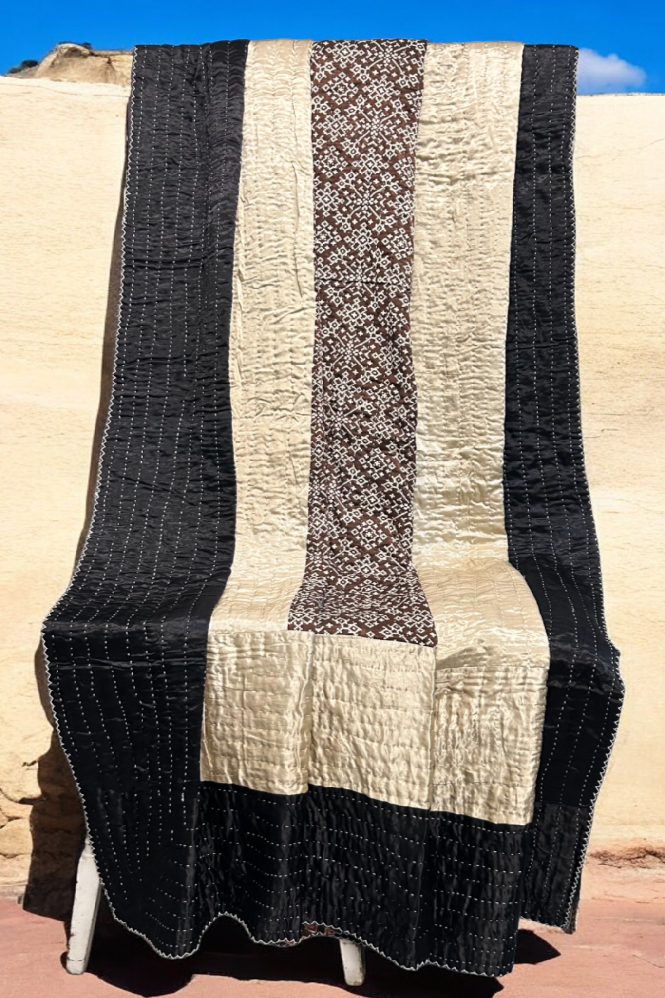 handcrafted reversible mashroo double quilt with filler - Woodland Grace & Motif