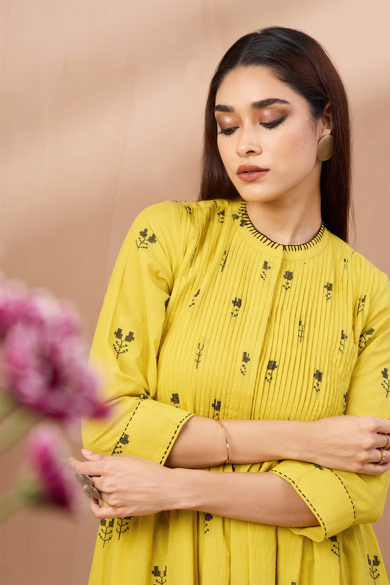 infinity pintuck dress - sunflower shadows