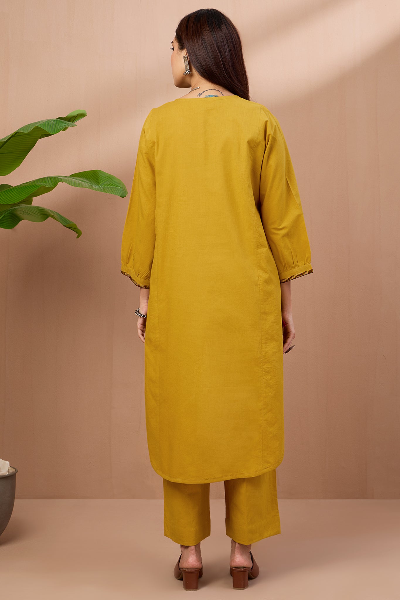 Dijon Yellow Cotton Co-ord Set (set of 2)
