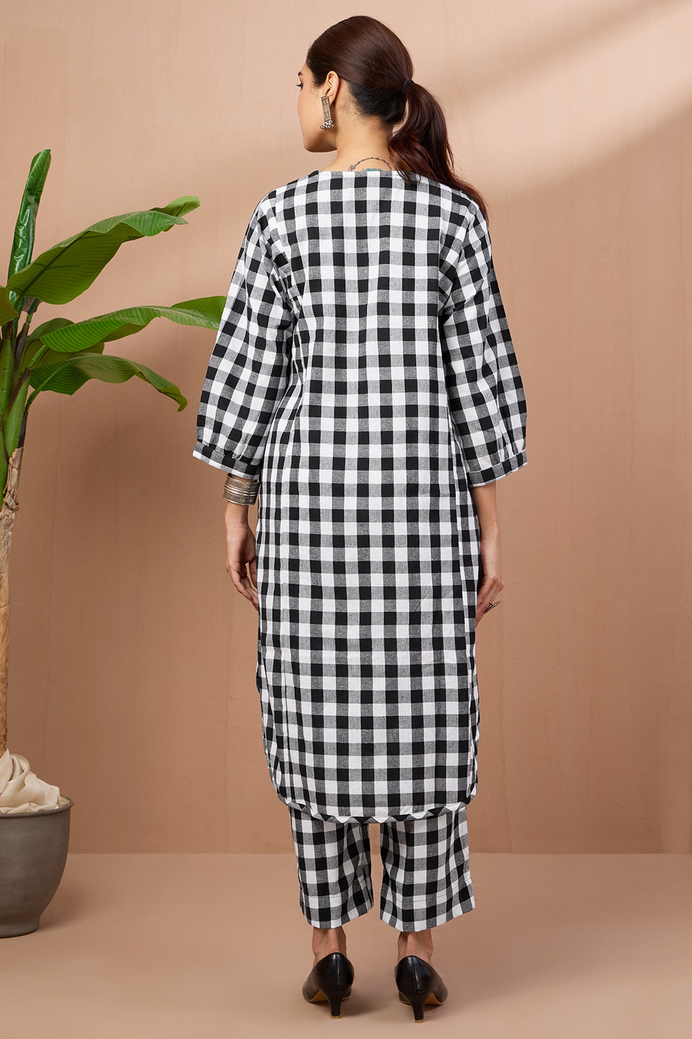 Gingham Mono Checks Cotton Co-ord Set (set of 2)
