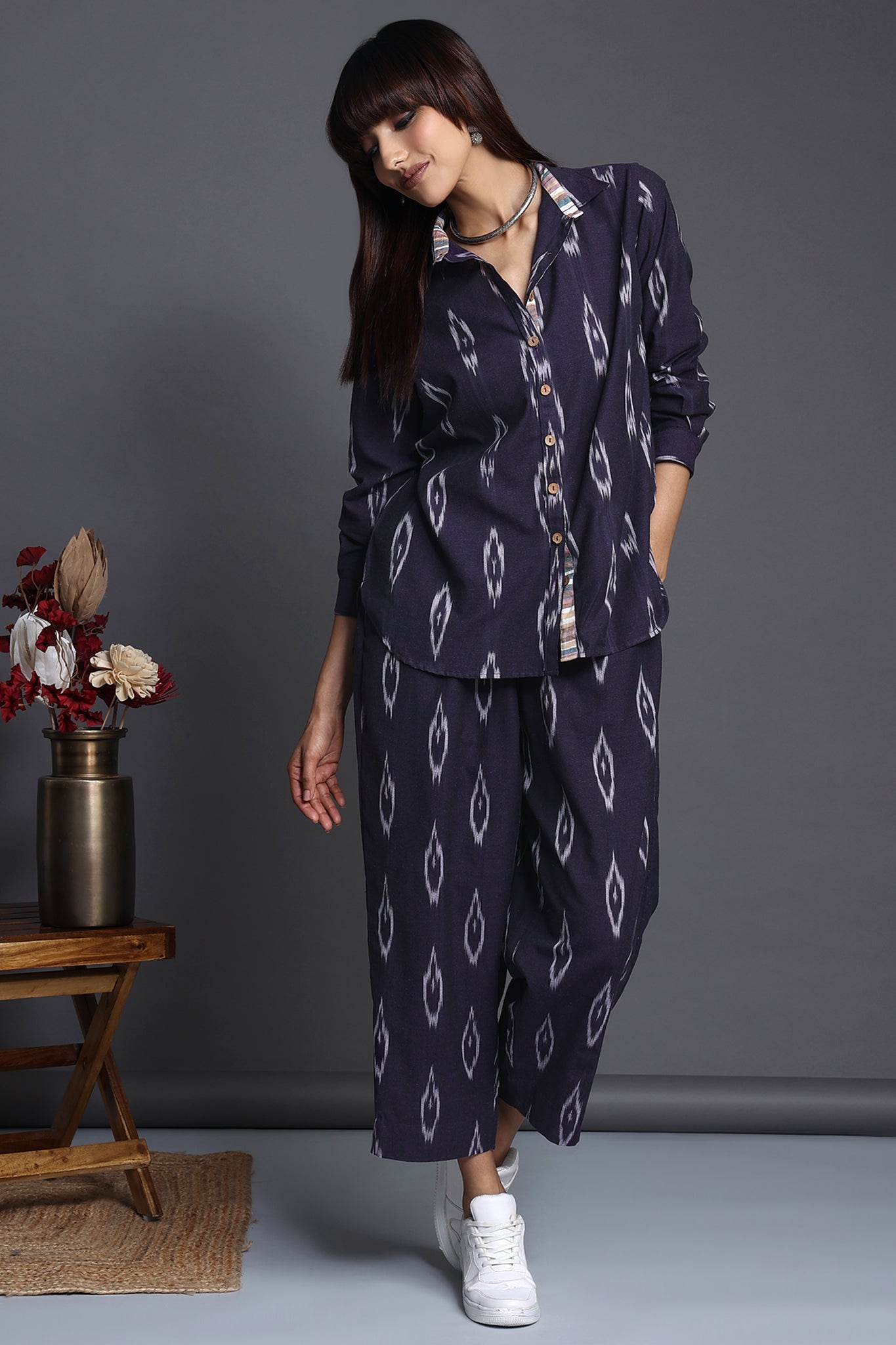 button down shirt - aubergine dazzle & dash delight